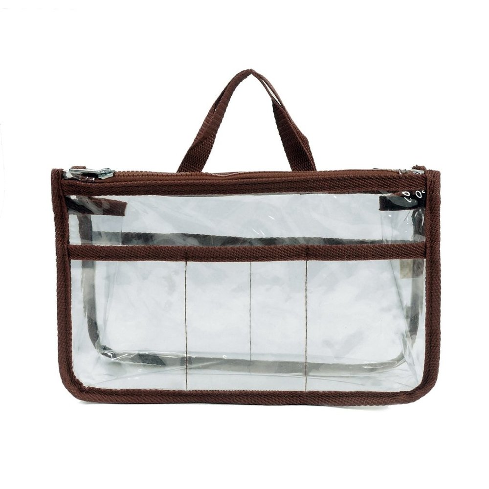 Purse Organizer, Clear PVC - BrownTrim - Picture 5 of 6